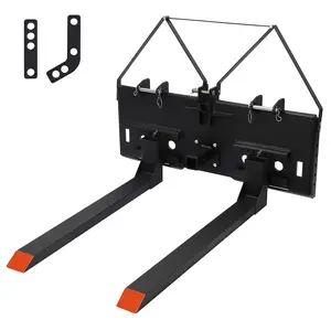 48 Inch Heavy Duty Skid Steer Pallet Forks and Frame - Global Quick Attach Loader Plate Compatible with Compact Loader, Kubota, Case Tractors, Hay Bale Moving