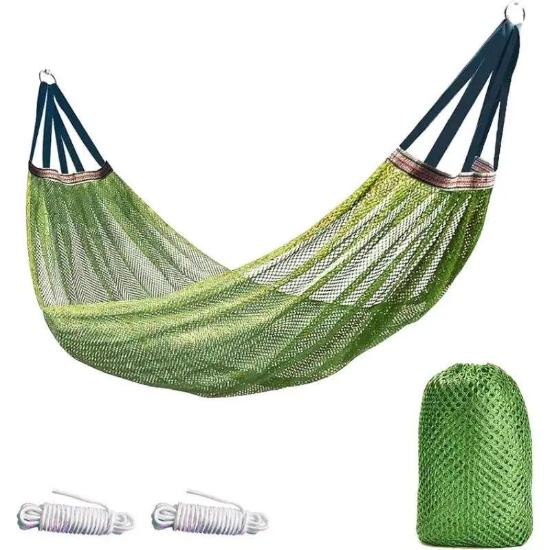 Camping Hammock, Outdoor Sports Hammock Net, Nylon Rope Bed Swing, Durable Portable Hammock, Suitable for Gardens, Beaches, Courtyards, Maximum Load 200kg
