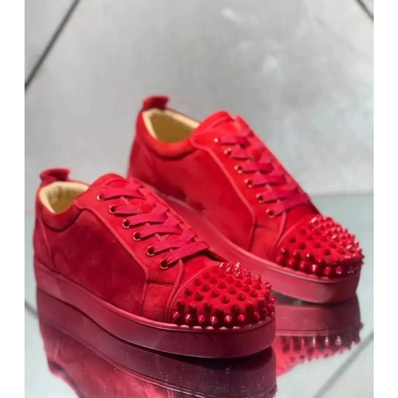 Men's Unisex High-Top Fashion Sneakers - Red Rivet Studded Casual Trainers with Soft Sole for Comfortable Walking, Sports Shoes, Sneaker,portable,