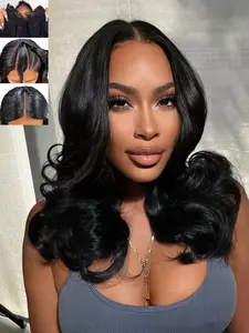 Layered Wavy U Part Wig for Women, Medium Length Glueless Synthetic Hair, Heat Resistant, Easy Install, Natural Look, Natural Looking Wig