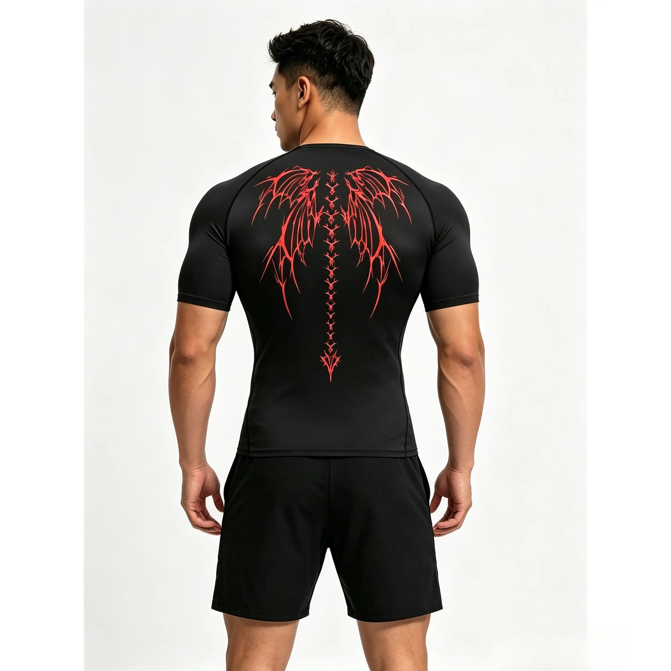Men's Compression T-Shirt with Wing Print, a Quick-Drying and Breathable Performance Top for Gym, Running & Workouts., 4Xl