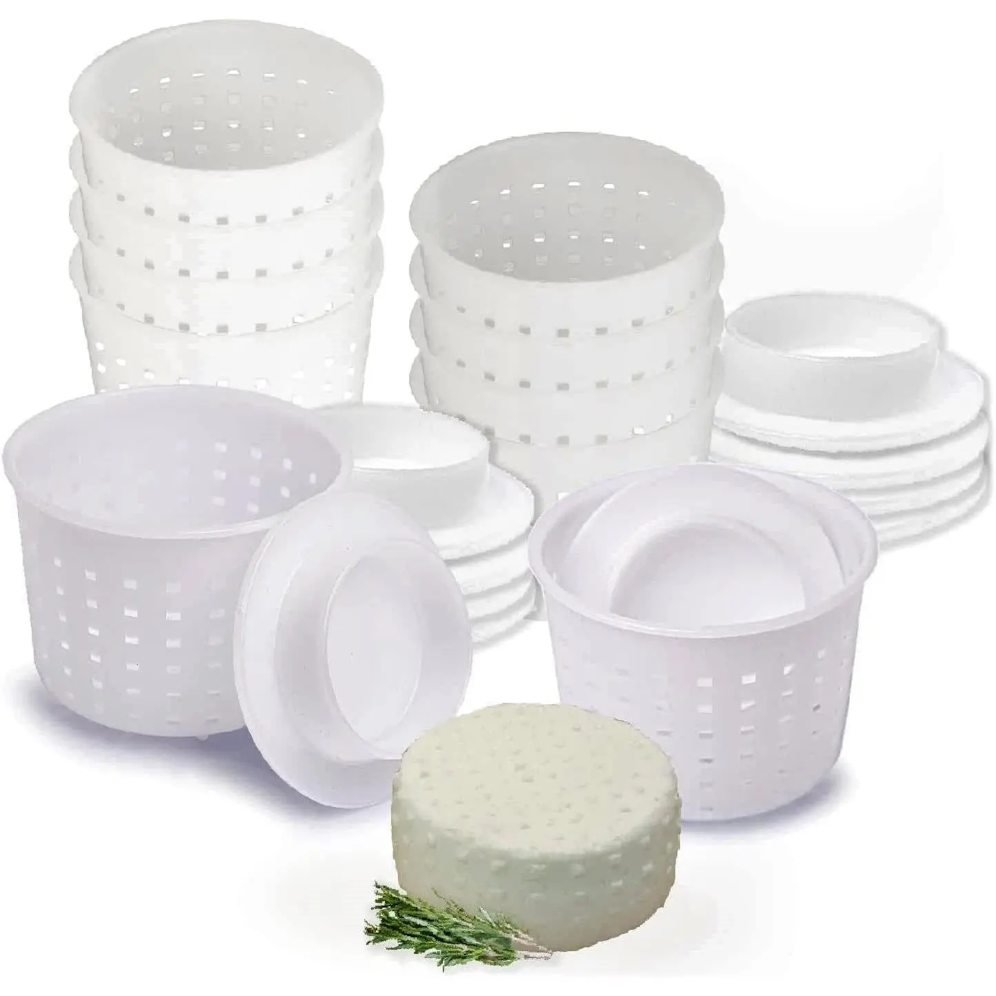 10 Pcs Small Cheese Mold with Follower 1/3 QT Cheddar Cheese Making Basket Kit Homemade Hard Cheese Making Supplies Molds