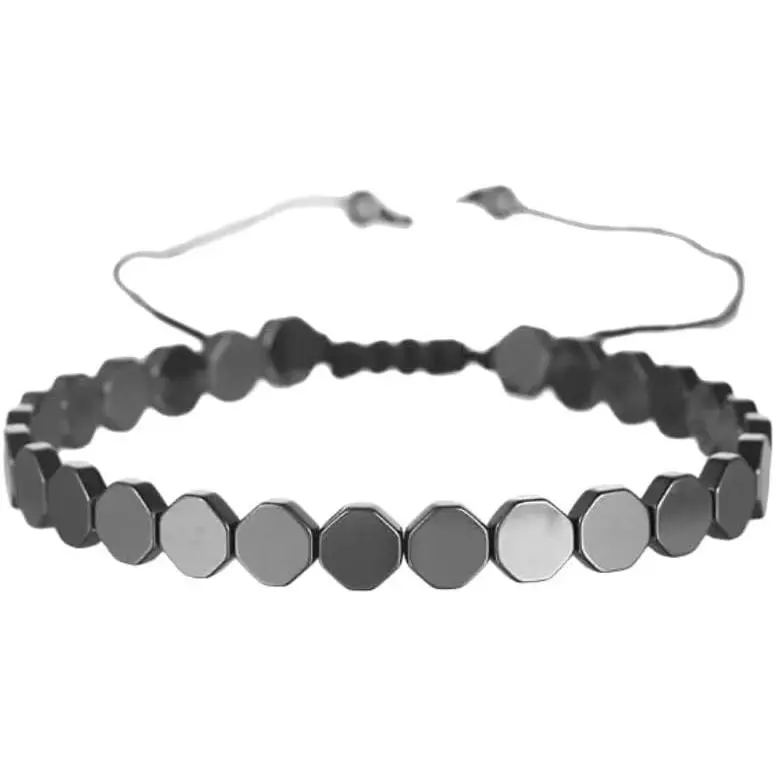 Hematite Black Matte Beads Stretch Bracelet Geometric Love Heart Round Bead Yoga Chakra Meditation Relax  Adjustable Bracelets   for Women Men