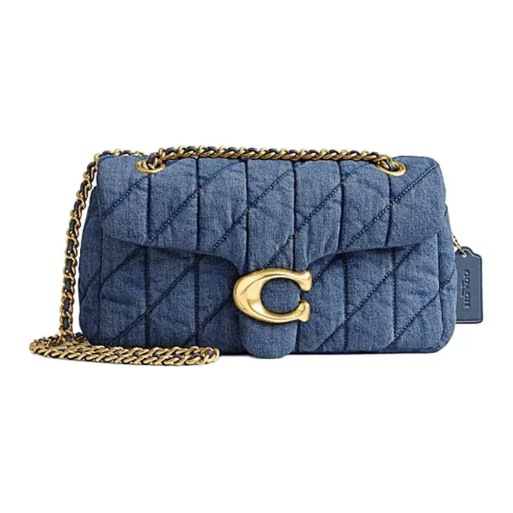 COACH Tabby 26 Logo-Embellished Denim Crossbody Bag for Women, Medium Size, Indigo