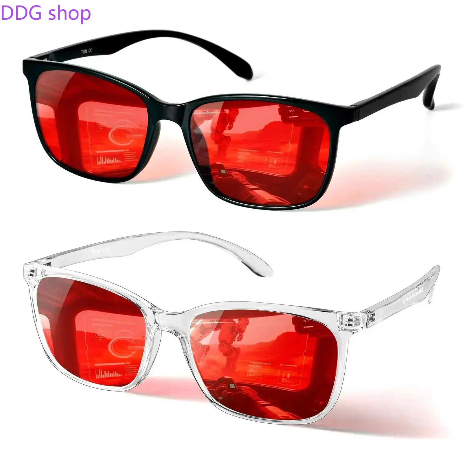 Unisex Bluelight Fashion Glasses - Sleep Aid Red Lens, 99.9% Blue Green Light Blocking, Dual AR Coatings, Lightweight TR90 Classic Square Frame, Anti-Eyestrain Square Frames Eyeglasses for Computer Gaming, Everyday Eyewear, Daily Eye Protection summerwins