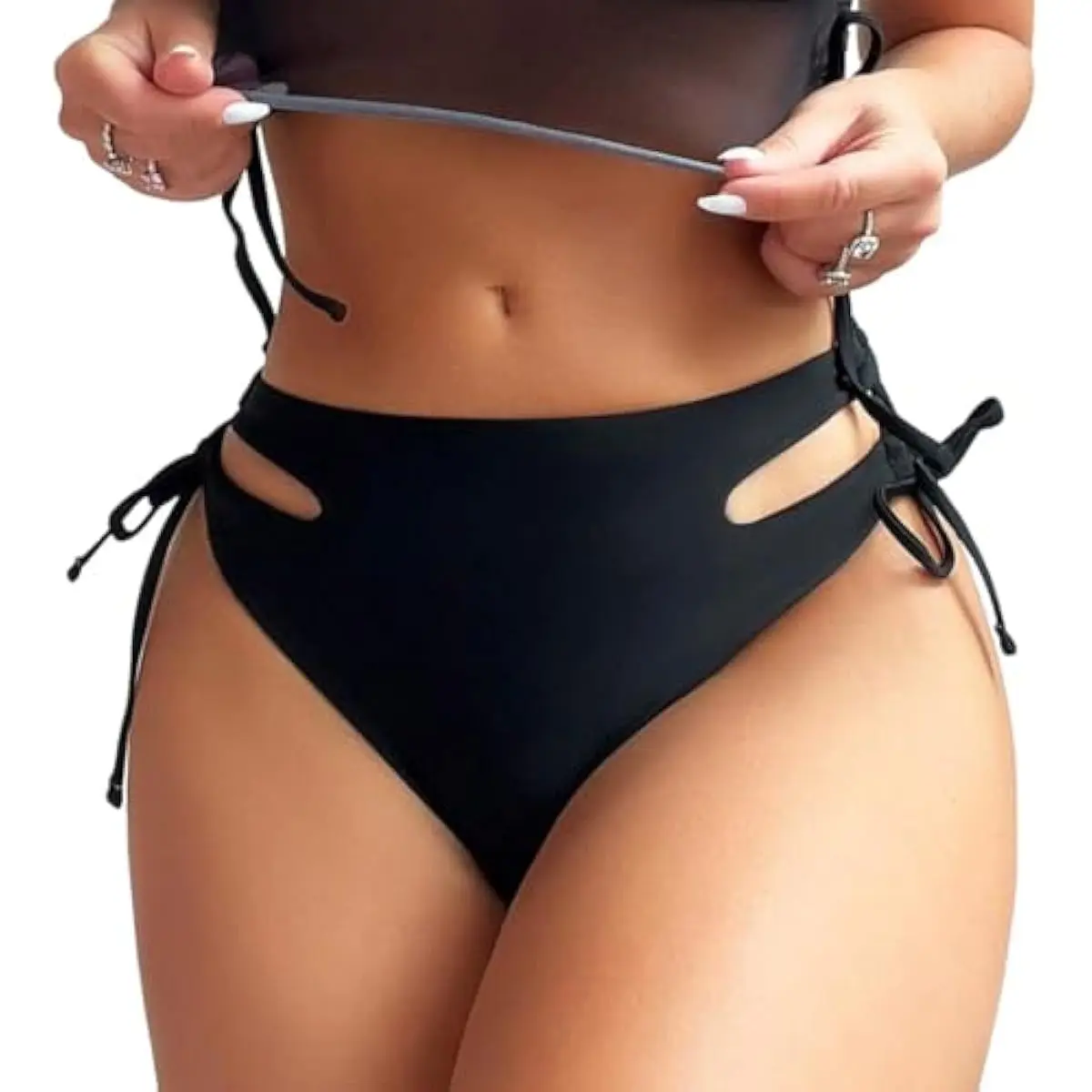 Women's Cheeky Bikini Bottoms Low Rise Cut Out Side Tie Sexy Ruched Bathing Suit Swim Bottoms 2026