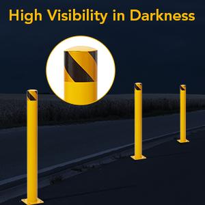 Garvee Safety Bollards 6 Packs, Garvee 91.4 cm Height Bollard Posts, 11.4 cm Diameter, Yellow Steel Safety Bollard with 24 Anchor Bolts, for Traffic Control, Driveway Blockade, Parking Pole