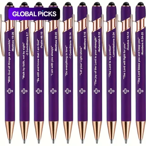 【Black Friday】10-Piece Set 2-in-1 Bible Verse Stylus Ballpoint Pens, Smooth-Writing Black-Ink Inspirational Christian Stationery and Back-to-School Gifts for Church Members, Colleagues, and Classmates