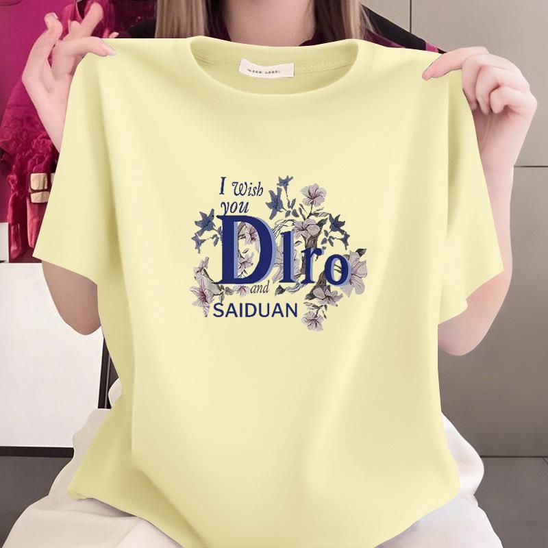 Summer New 100% Cotton Short Sleeve Middle - Aged Mom Top Women's T - shirt for Plus Size Fat MM Tummy Control Slimming Versatile Stylish Clothing