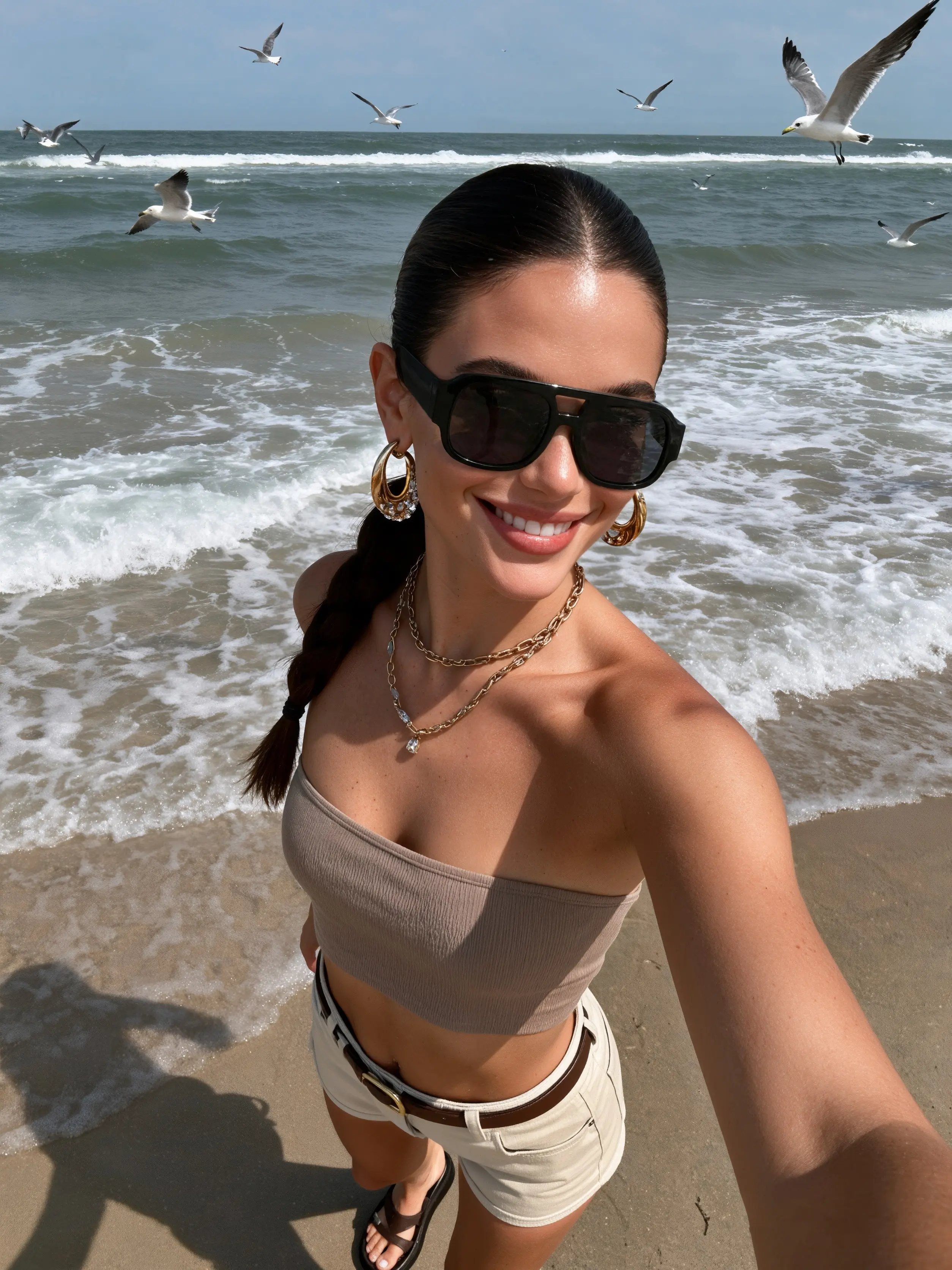 Korean Style Women's Sunglasses, Uv400 Protection, Ideal for Daily Commute, Driving, Outdoor Travel, Beach Vacation, Photography