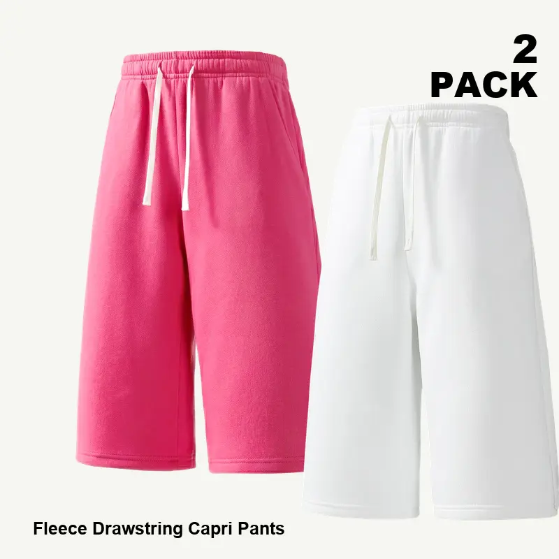 2-Pack Mixed Assorted Colors Men's Relaxed Drawstring Shorts Set, Loose Fit Knee Length Casual Shorts with Elastic Drawstring Waist and Side Pockets, Sizes XXS-XXXXL, Summer Daily Wear, Assortment 04