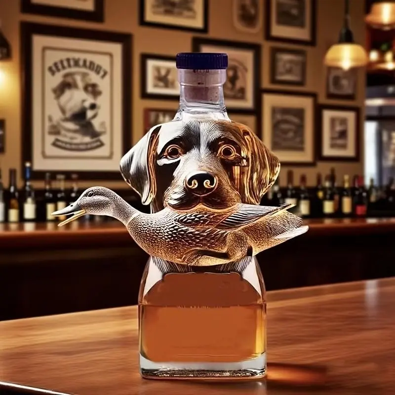 Creative Wine Decanter with Dog Design, 300ML Mini Portable Whiskey Bottle, Ideal for Home Dining, Parties, Halloween, Christmas Gifts