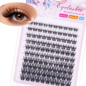 100Pcs Black Cluster Lashes Fluffy Volume False Eyelashes Wispy Crisscross Segmented Lashes DIY Individual Lash Extension