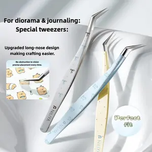 NILIYA Long Angled Precision Tweezers for Stickers, Journaling, Scrapbooking & DIY Crafts