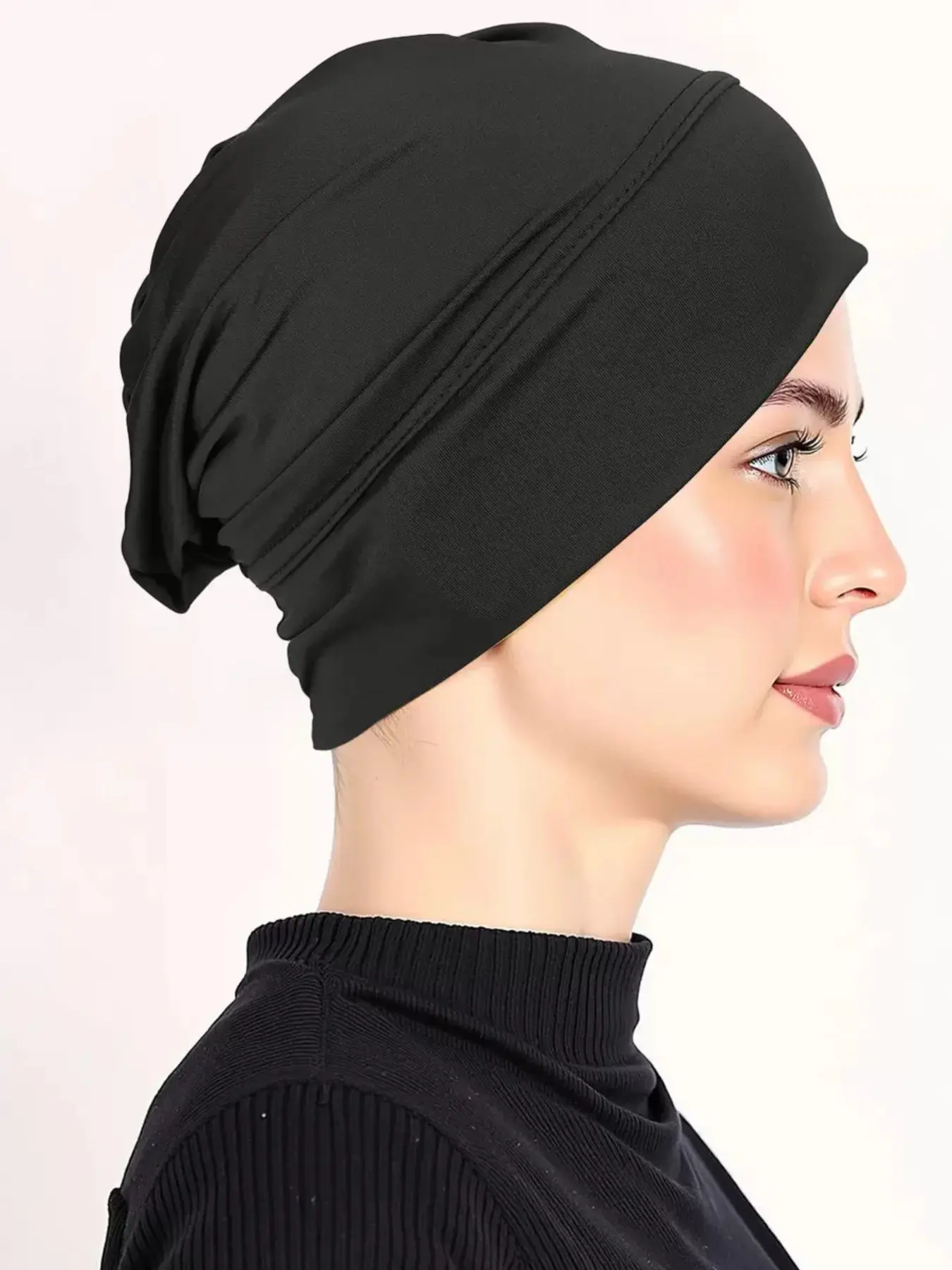 Elastic Ethnic Headscarf Hat, Solid Color Chemotherapy Cap, Hair Protection Turban, Comfortable Stretchy Beanie, Stretchy Hijab Cap for Women