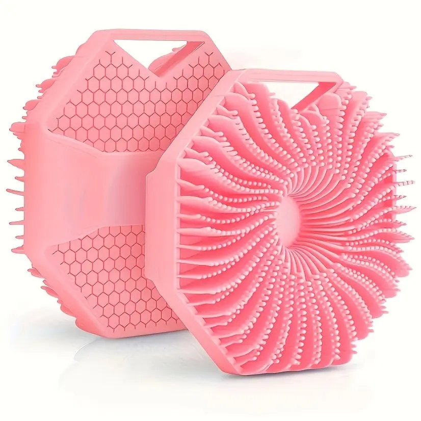 2pcs Silicone Multi-Face Bath Brush, Massage Scrubber, Head Lice Remover, Bathroom Multifunctional Cleaning Tool, Back Scraper, Exfoliating Back Scrubber, Back Loofah, Body Brush
