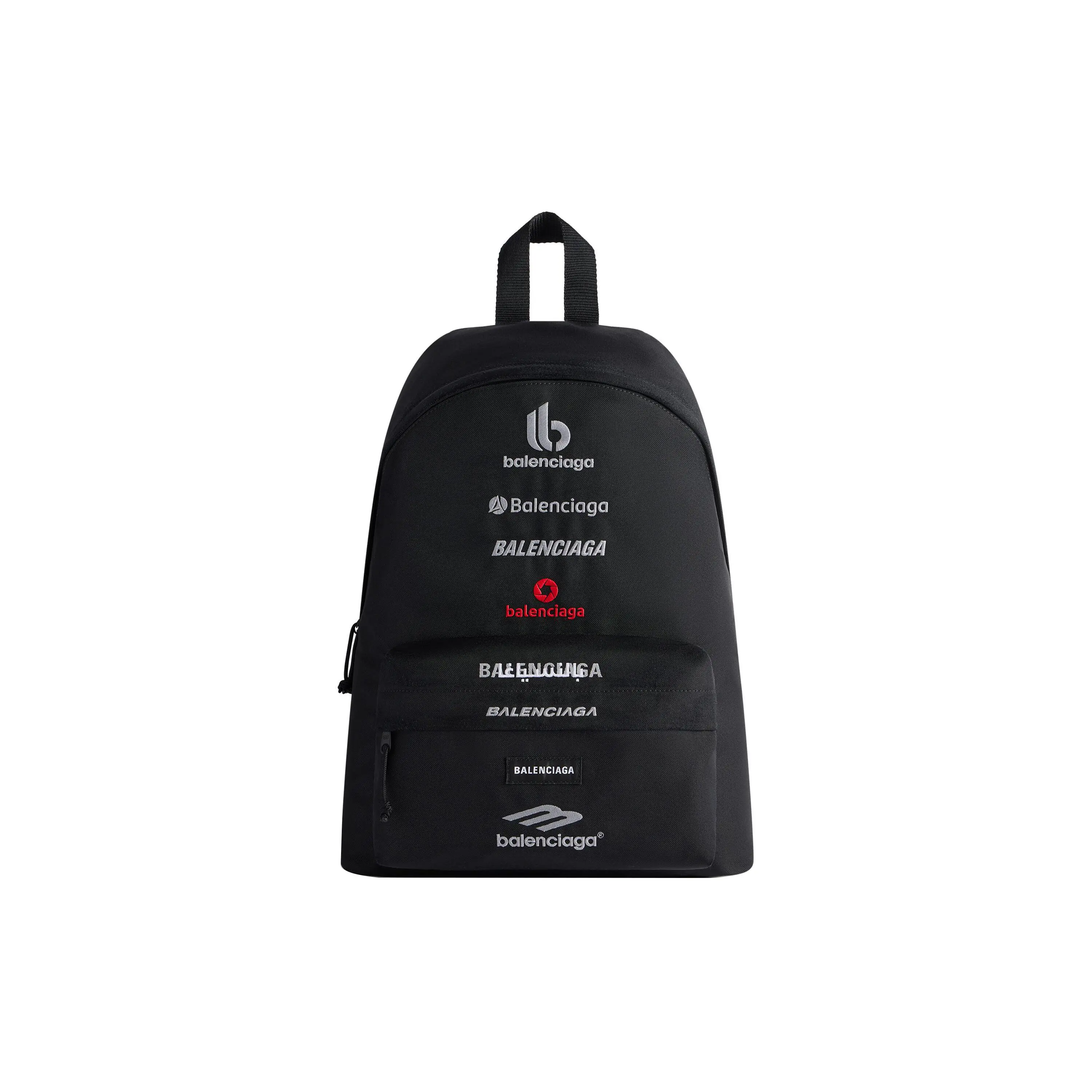 Balenciaga Explorer Embroidered Logo Recycled Nylon Backpack for Men in Black