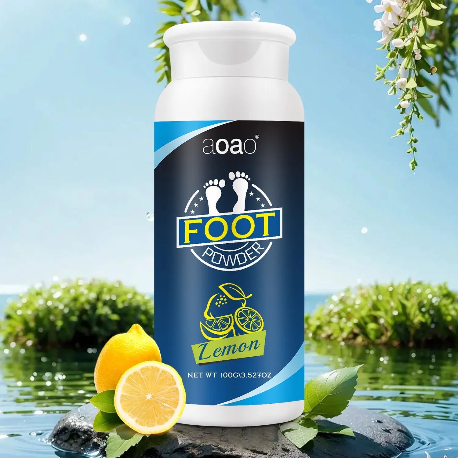 100g Lemon Foot Deodorizing Powder, Keeps Feet Dry and Odor-Free, Effective Against Stubborn Foot Odors, Gentle on All Skin Types