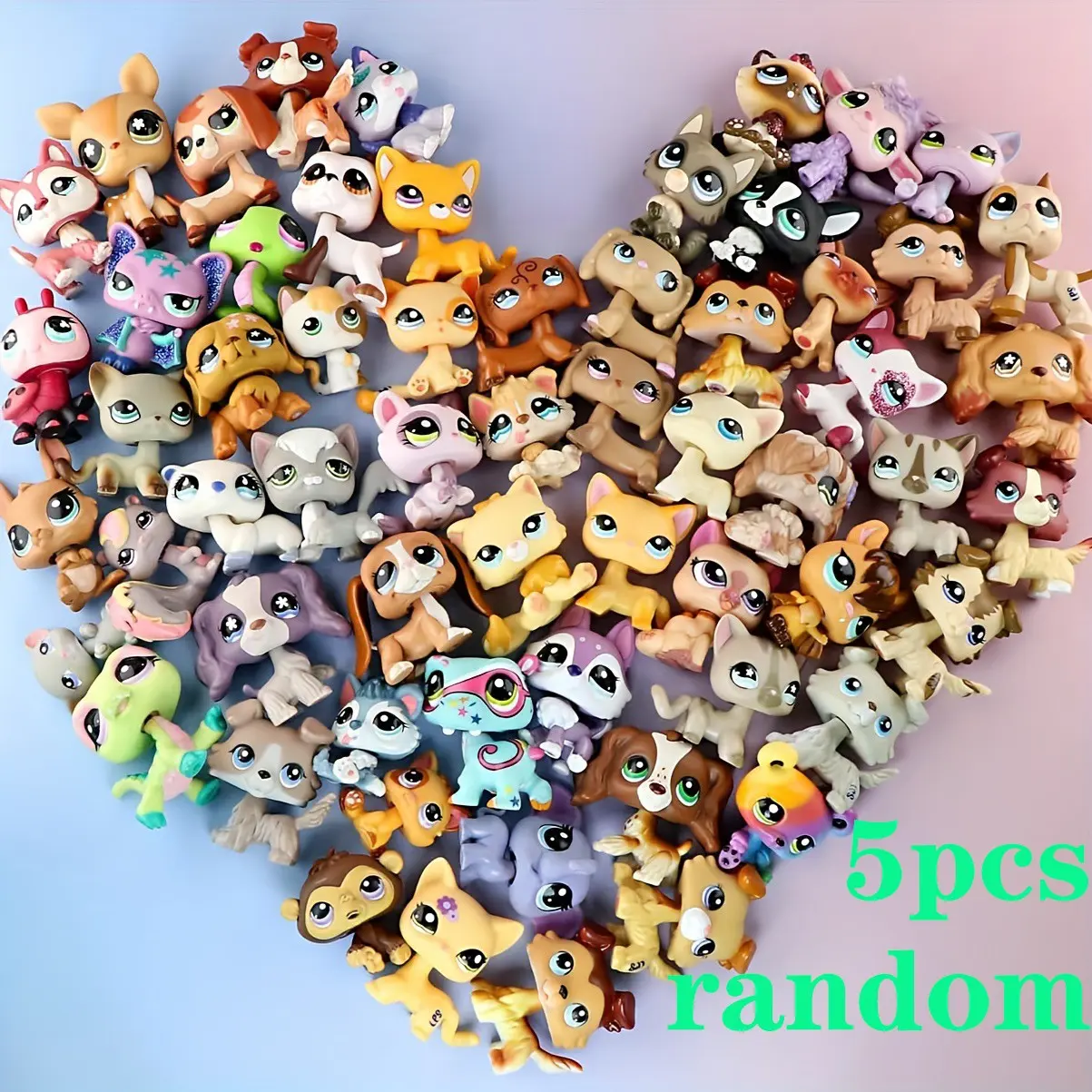 Rare Pet Random 5pcs Toys, Cute Little Animal Toys, Collie, Cat, Great Dane, Cocker Spaniel, Action Figures, PVC Figure, Collectible Accessories, Cute Collectible Figurines