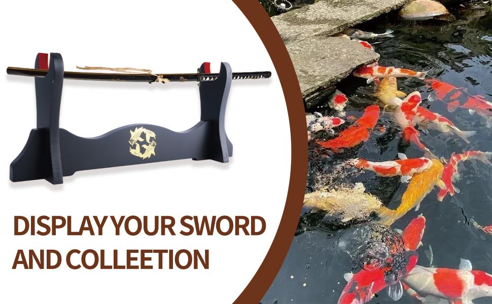 Sword Holder Japanese Velvet Padded Katana Stand Samurai Display Rack Support All Tanto Sword yin and yang 3 Tier
