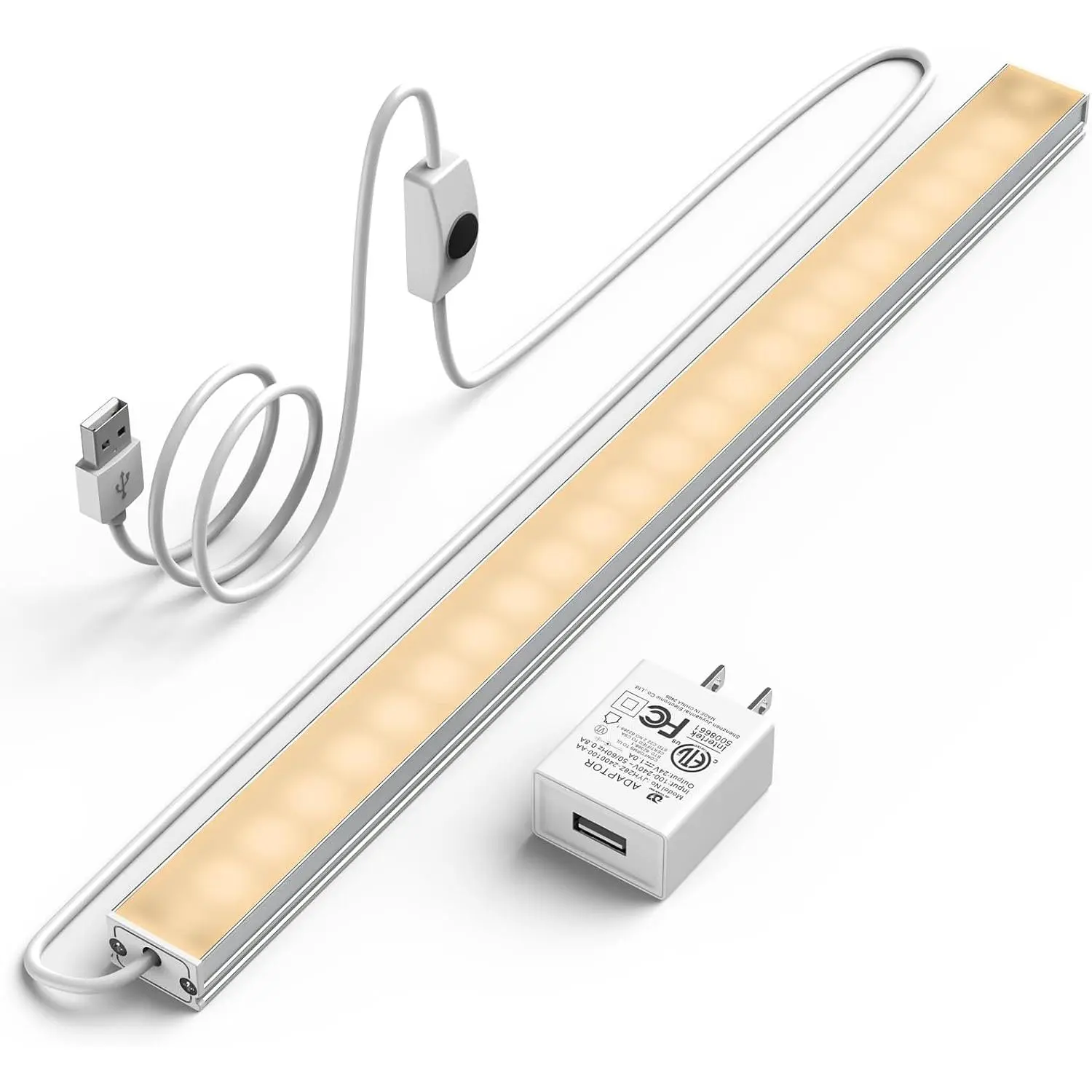 Led Under Cabinet Light, 12 Inch Led Light Bar, Warm White 3000K, Plug in Undercabinet Led Lighting, Lightweight USB Light Strip, Under Counter Lights for Kitchen/Room/Shelf/Desk/Showcase
