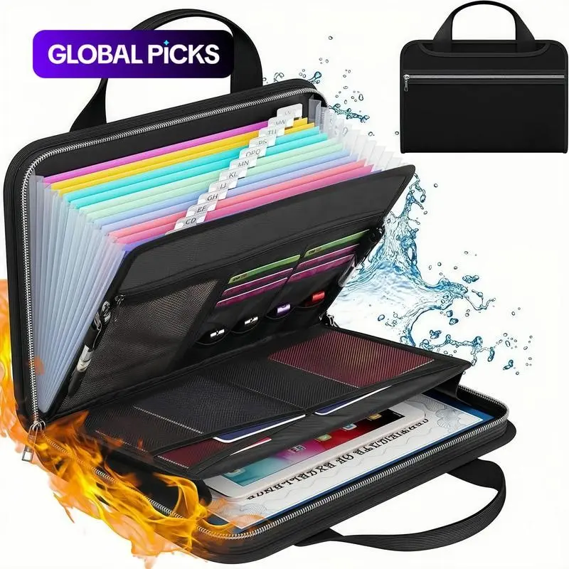 Fireproof Document Bag, Multi-Functional Fire Resistant File Organizer, Files Organizer, Safe Storage for Important Documents, Fireproof File Folder, Global Picks