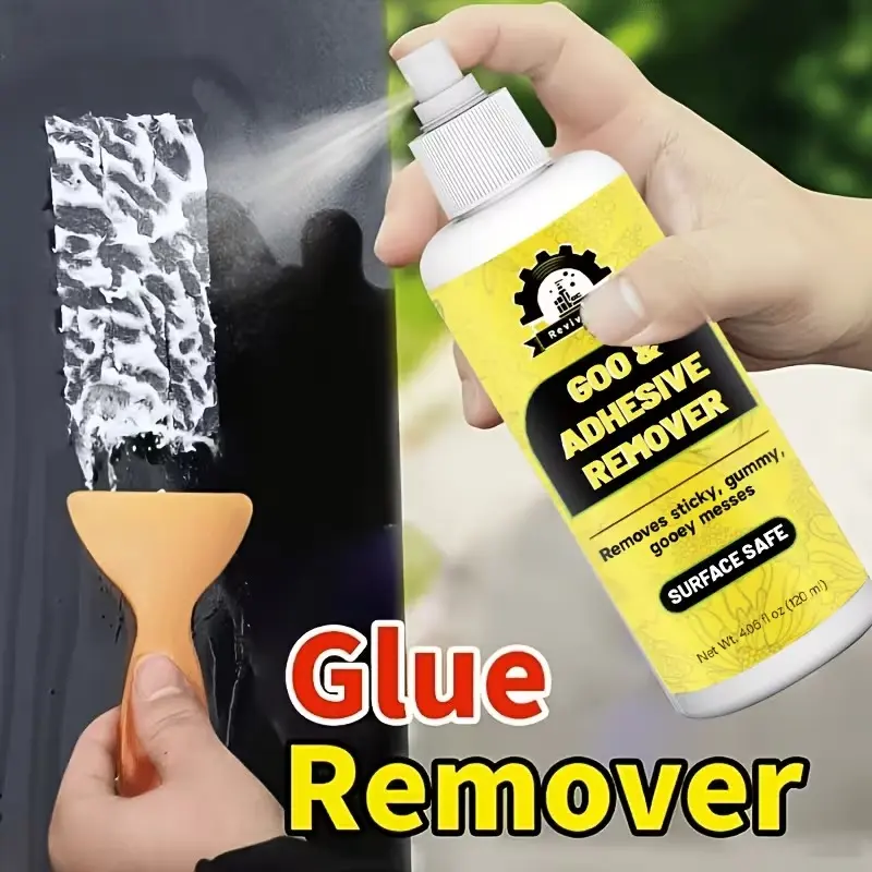Powerful adhesive remover, quickly cleans adhesive residues and glue stains. It is a safe and mild residual glue cleaner that easily removes all kinds of glue without leaving marks, and can swiftly get rid of labels, car stickers, glue and decals.