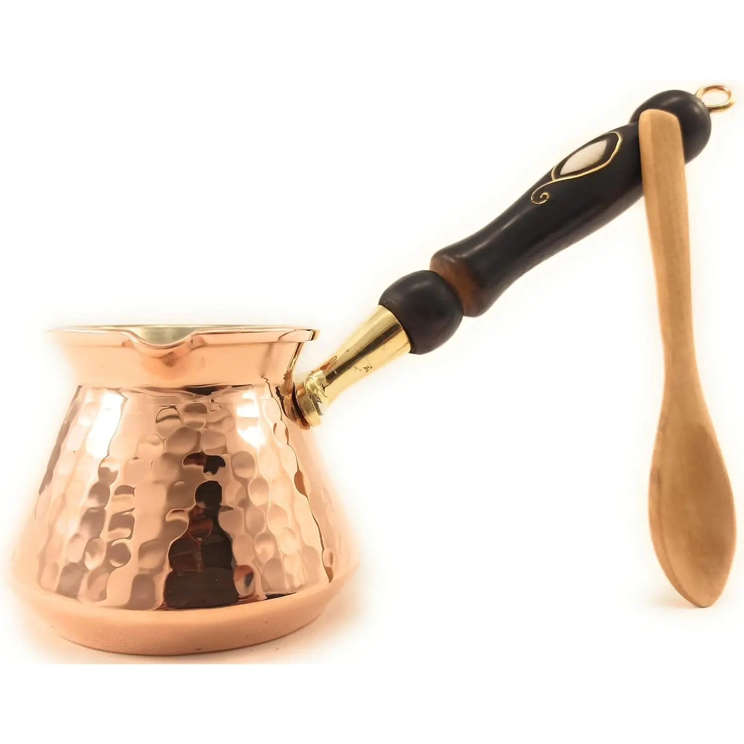 (Small-8.5 fl oz) Hand Hammered Turkish Greek Arabic Armenian Copper Coffee Pot Heavy Duty Stovetop Coffee Maker Cezve Jazzve Jazva Jezve Ibrik Briki
