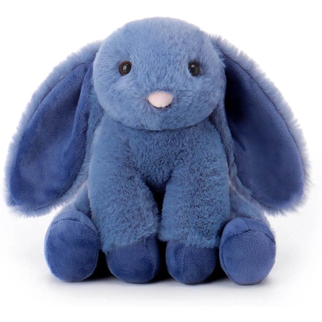 Navy Blue Plush Bunny Rabbit Stuffed Animal - Unisex Small-8-Inch Polyester Toy, Fluffy Soft Ears, Huggable Size, Ideal for From Birth, Animals & Nature Themed Play