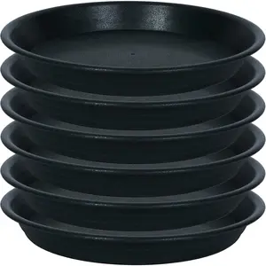 Plant Saucer Pot Tray 4 6 8 10 12 14 16 18 inch, 6 Packs Plastic Flower Planter Saucers and Drip Trays for Indoors Outdoors, Heavy Durable Plant Plate Water Catcher (6 inch, Black)