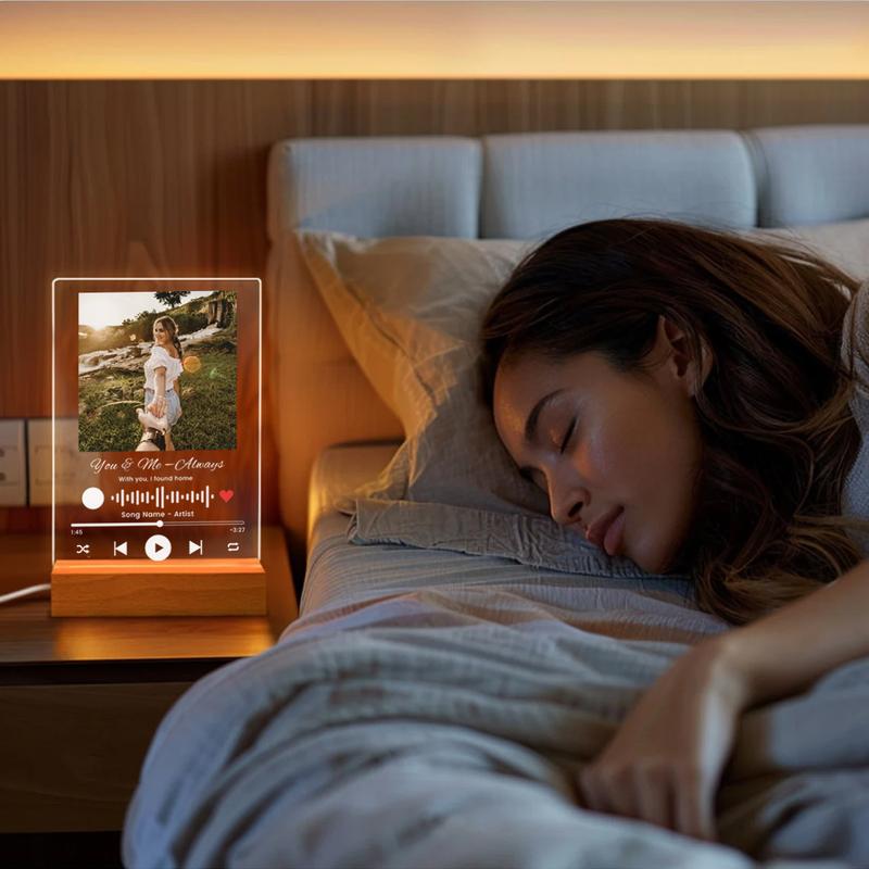 Personalized LED Night Light Photo Plaque with Scannable Song Code, Custom Music Plaque Night Light Gift for Valentine's Day, Song Picture Frame, Custom Led Light Night Lamp, Custom Actylic Music Photo Plaque, Gift for Boyfriend, Anniversary Gift outdoorf