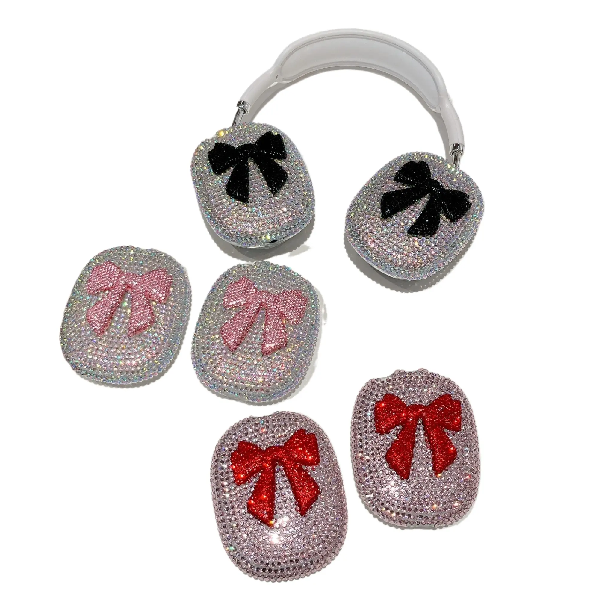 2026 Sparkling Bow Decor AirPods Max Case, Cute Glitter Protective Headphone Cover for Apple AirPods Max, Trendy Sweet Stylish Accessory for Daily Wear and Fashion Outfit Matching