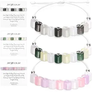 Fidget Anxiety Bracelet Pink Purple Adjustable Mood Resin Beaded Strand Spinner Healing Handmade Gift For Women Jewelry Friend Party Birthdayfidget toys