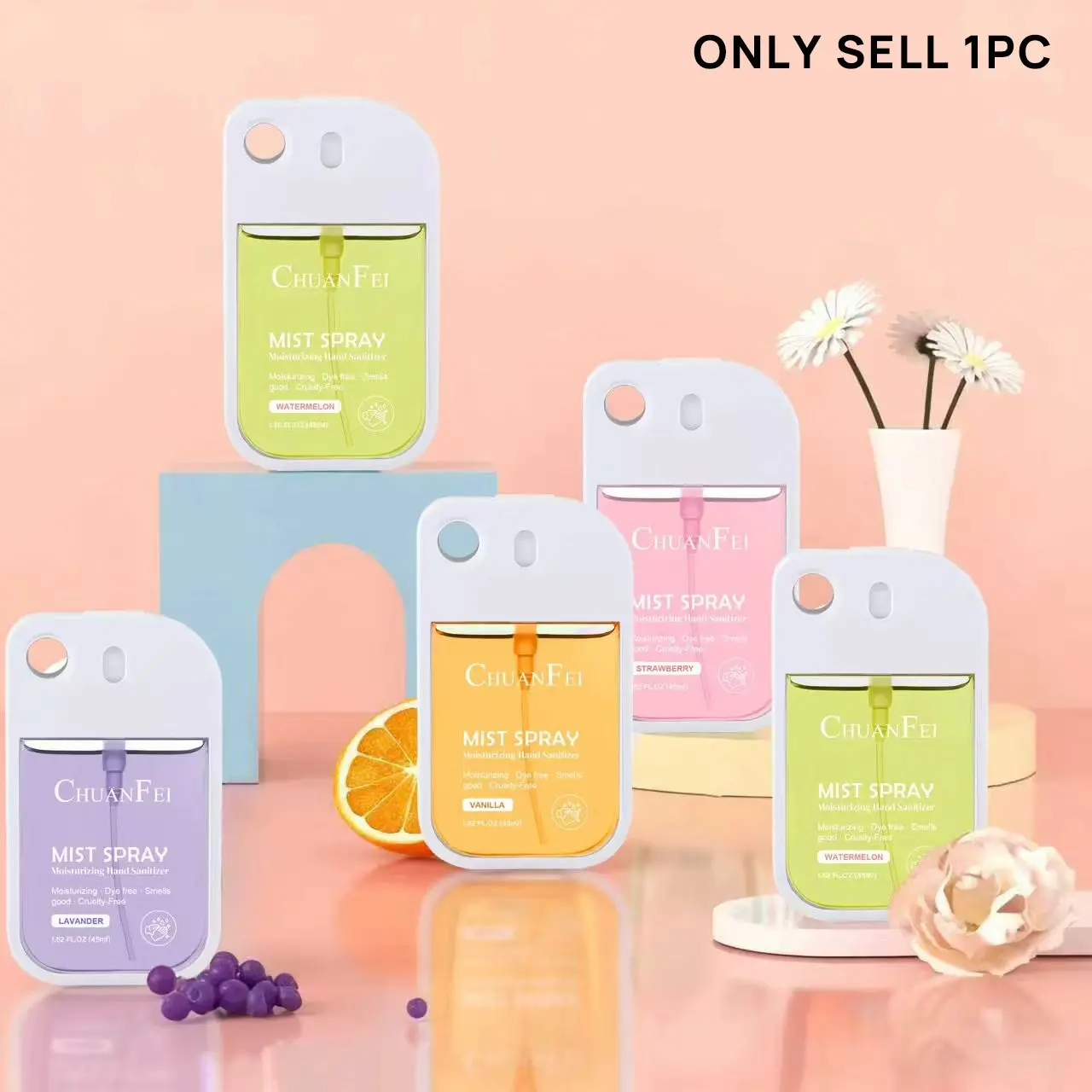 Moisturizing Hand Sanitizer Spray with Scent, Cute and Portable, Cleans and Moisturizes Hands, Perfect Gift, Travel Size, Car Pocket Bag