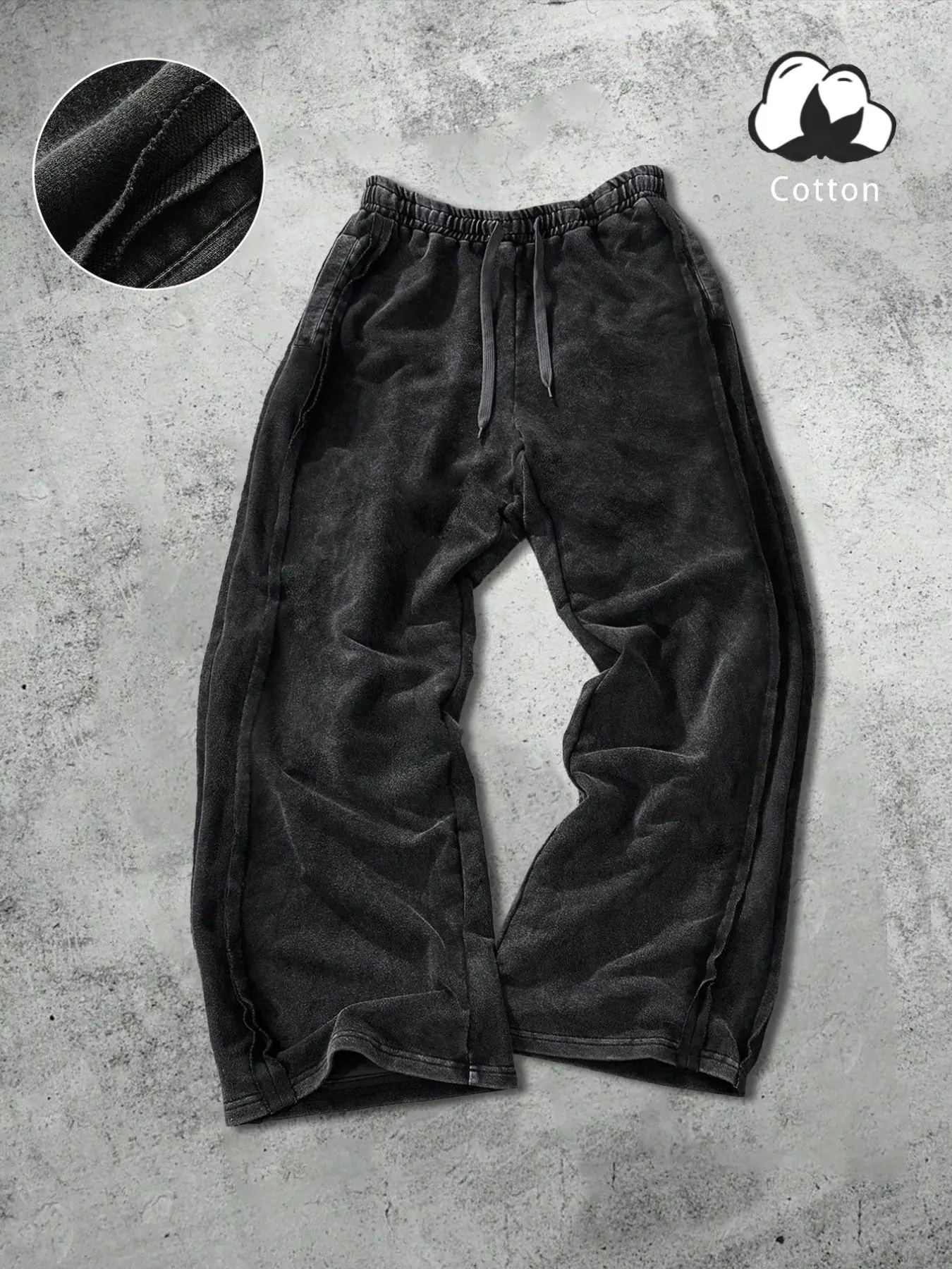 Men's Plus Size Street Style Pants 2xl-6xl, Cotton Minimalist Sweatpants, Loose Fit Baggy Wide Leg, Drawstring Waist, Casual Fashion, Casual Comfy Trouser