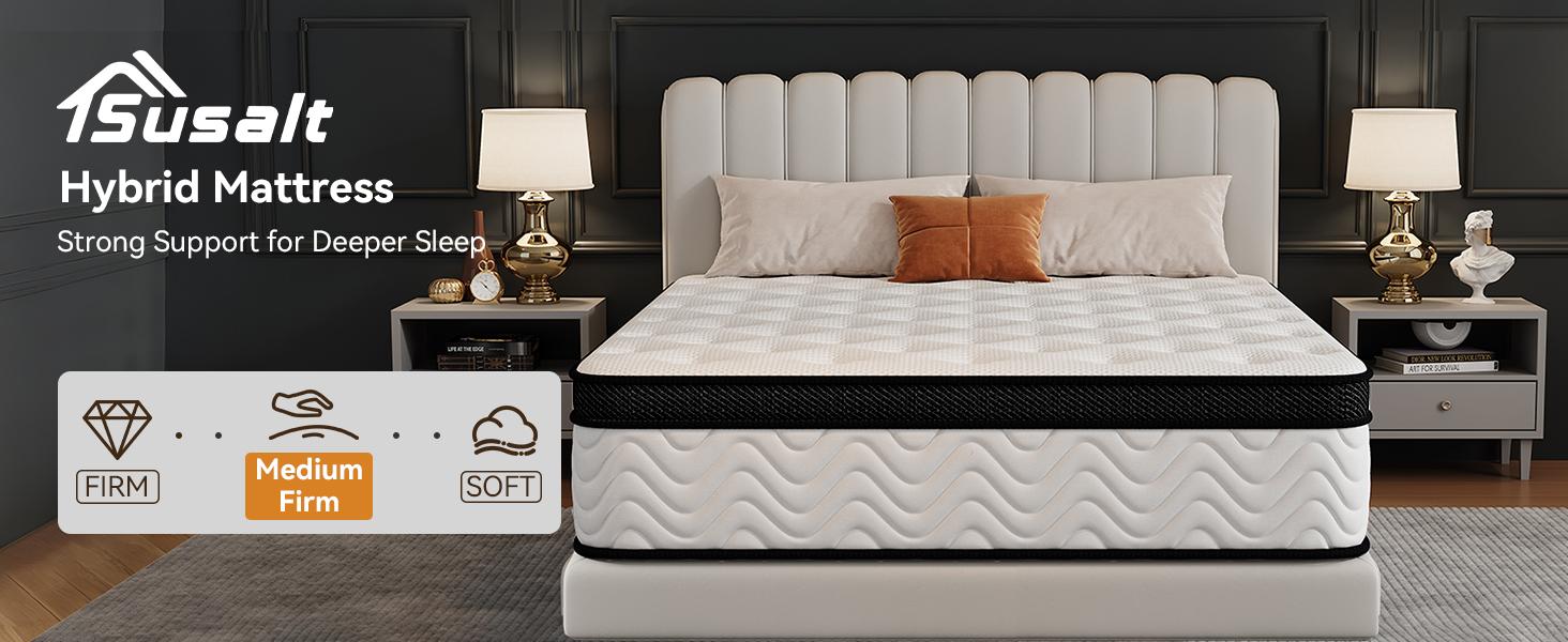 Queen Mattress 12 Inch, Queen Size Memory Foam Mattress in a Box, Hybrid mattresses with Independent Pocket Coils for Motion Isolation & Silent Sleep, Medium Firm,CertiPUR-US,100 Nights Trial