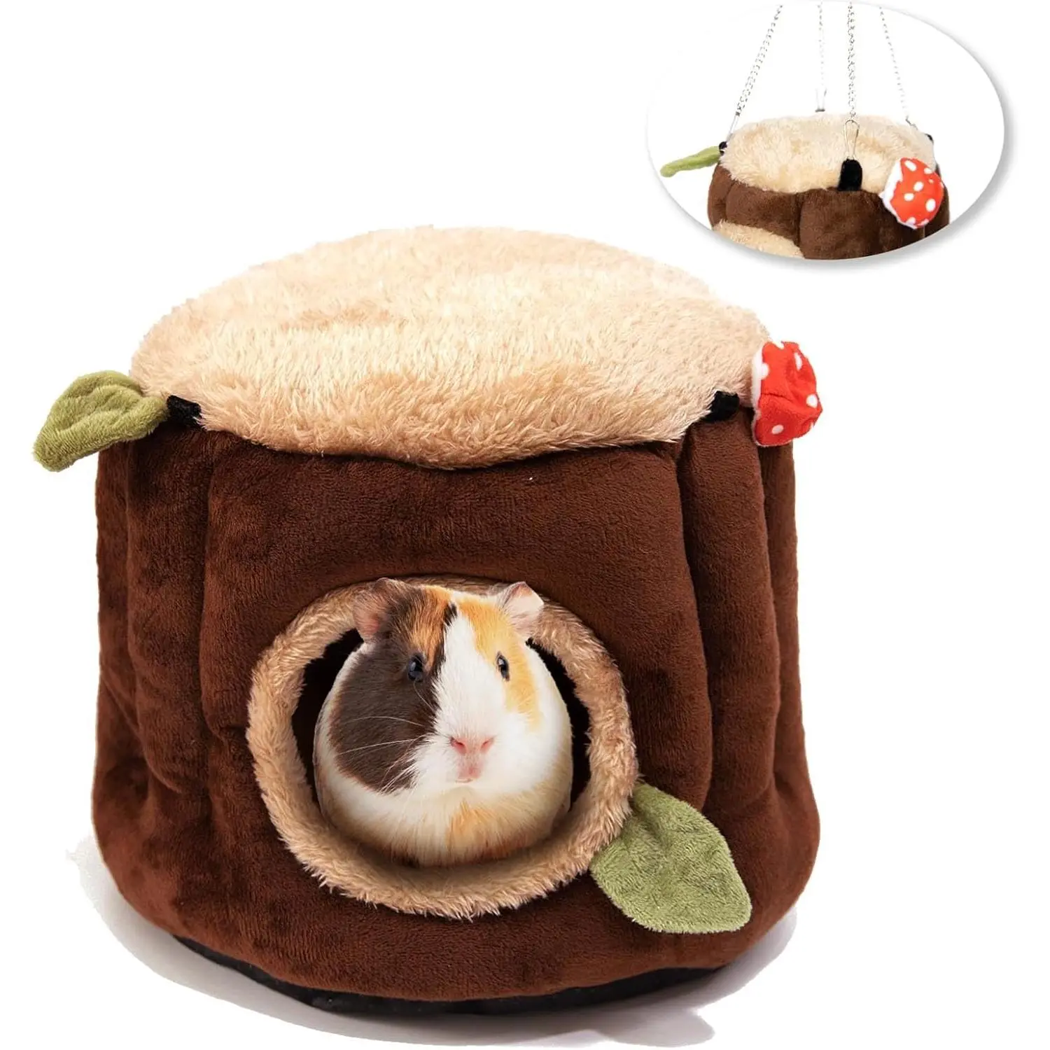 Stump Style Soft Washable Small Animal Hideout Hammock Bed for Guinea Pig Hamster Hedgehog Ferret Chinchilla Bunny Cage Accessories Houses & Habitats (M)