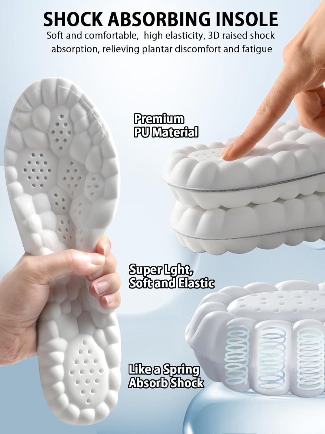 4D Insoles Cloud Technology Insole Super Soft, Ultra Comfort Insoles, 4D Sports Shoes Insoles, Height Insole for Men and Women 4D Insoles Cloud Technology Insole Super Soft, Ultra Comfort Insoles, 4D Sports Shoes Insoles, Height Insole for Men and Women