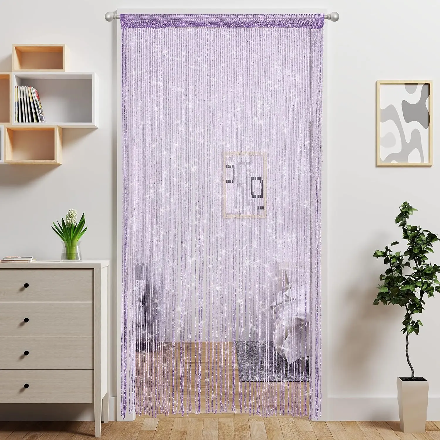 Door String Curtain Doorway Beads Curtains, Room Divider Beaded Decor Hippie Glitter Fringe Panel Closet Window Doors Sequin Sheer Boho Doors Tassel ()