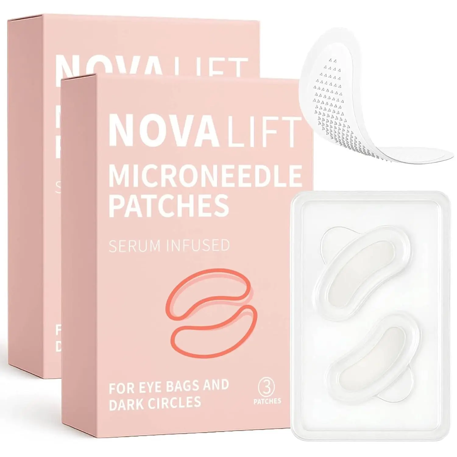 Kunnozz Micro Eye Patches, Under Eye Patch for Puffy Eyes and Dark Circles, Smile Line Patches, Forehead Hydrating Anti-Wrinkle Masks for Women, 2 Boxes (3 Pairs Each)