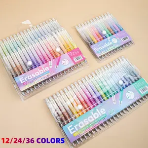 12/24/36 Color Erasable Gel Pens Set, Erasable Ink, 0.7mm Fine Tip, Multicolor Artist Drawing Pen for Drawing, Coloring, Marking, School & Art Supplies, Versatile Use, Aesthetic Pens