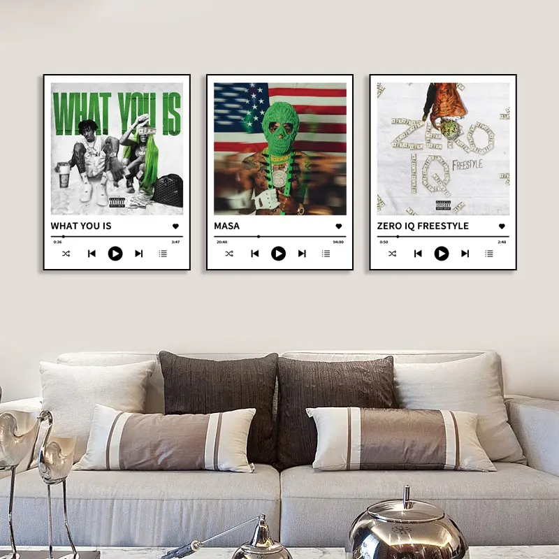 3-piece YYoungBoy music album canvas poster set, cover poster, Art Canvas Prints, frameless canvas wall art print, home and bedroom decor, Decoration Items, frameless