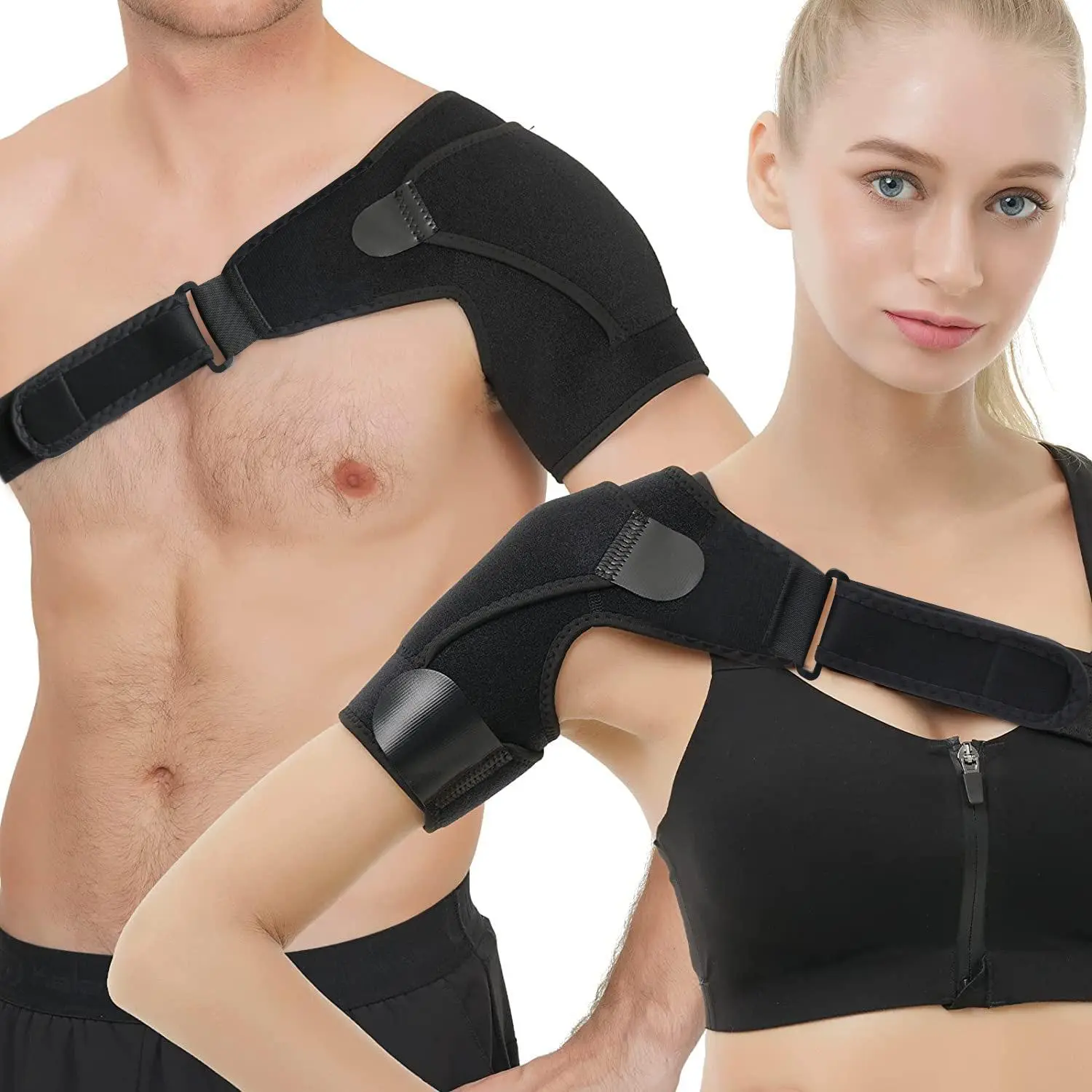 Unisex Adjustable Compression Shoulder Brace - Supportive Left/Right Compatible Shoulder Support for Pain Relief, Injury Recovery (Ideal for American Football & Sports & Outdoor Activities)