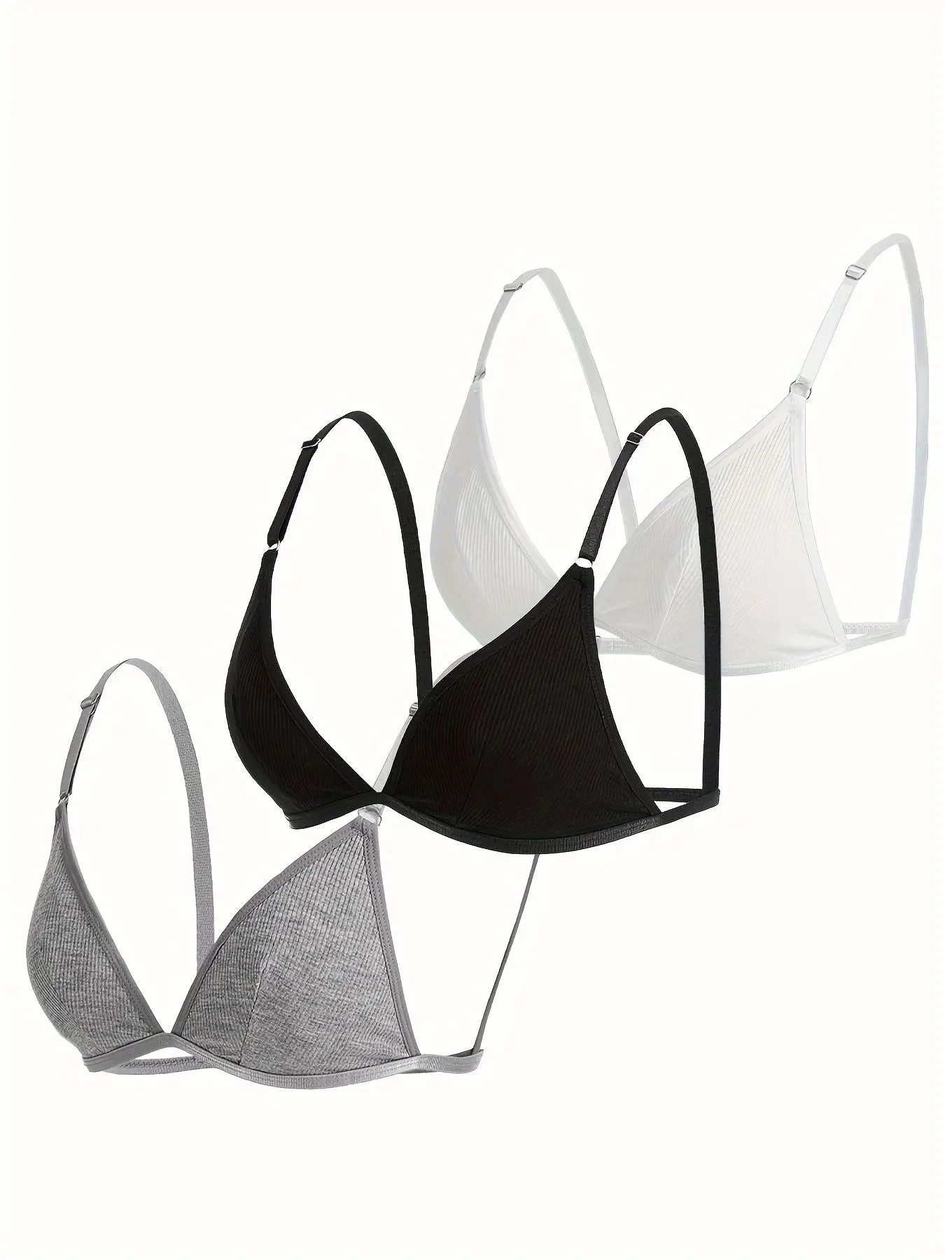 Women's Plain Wireless Triangle Basic Everyday Bra, Adjustable Strap Backless Bralette, Soft Comfortable Elegant Lingerie Top for All Seasons
