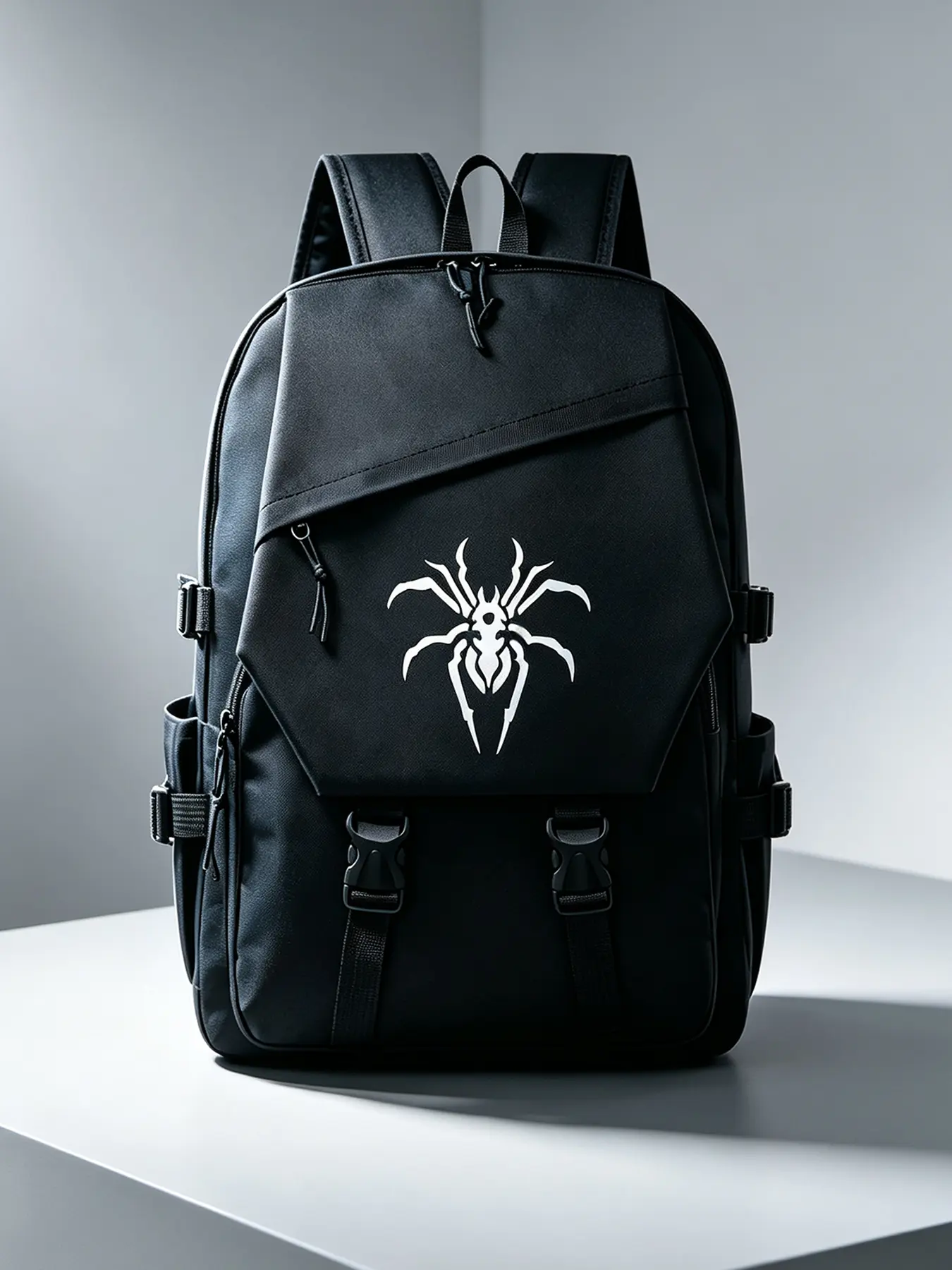 Minimalist stylish men's extra-large capacity backpack with spider print, lightweight pressure-relieving, wear-resistant multi-functional Laptop Backpacks, fashionable travel bag, practical daily accessory.