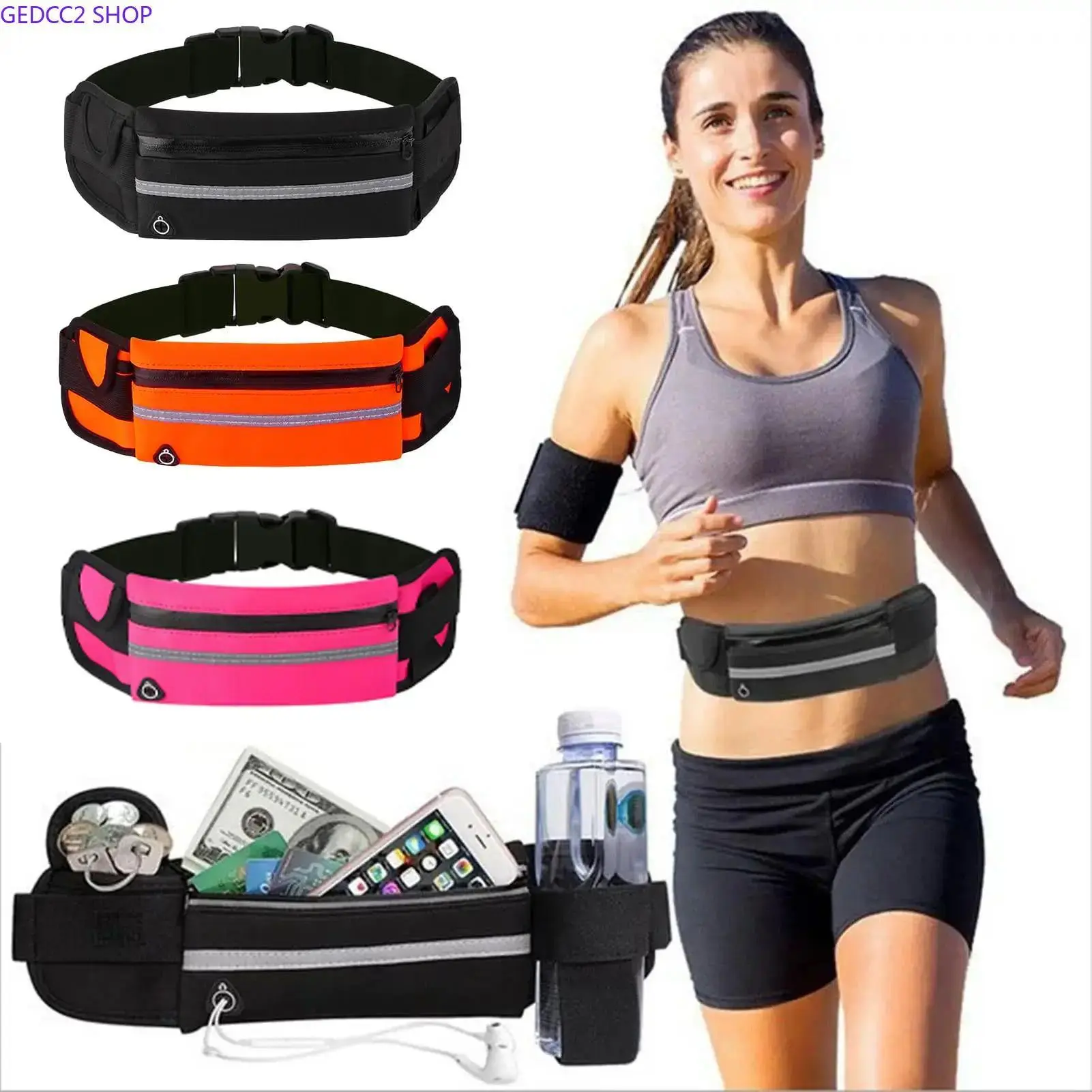 Neoprene Running Belt for Women & Men - Slim, Lightweight & Water-Resistant Waist Pack with Adjustable Strap & Phone Holder, Reflective Activewear for Running & Travel, Sport
