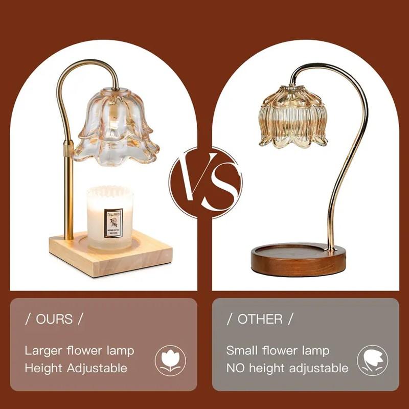 Safe Wax Melt Lamp with Timer, Gold Floral Candle Warmer for No Flame Home Fragrance Solution Beautiful Mother's Day Gift