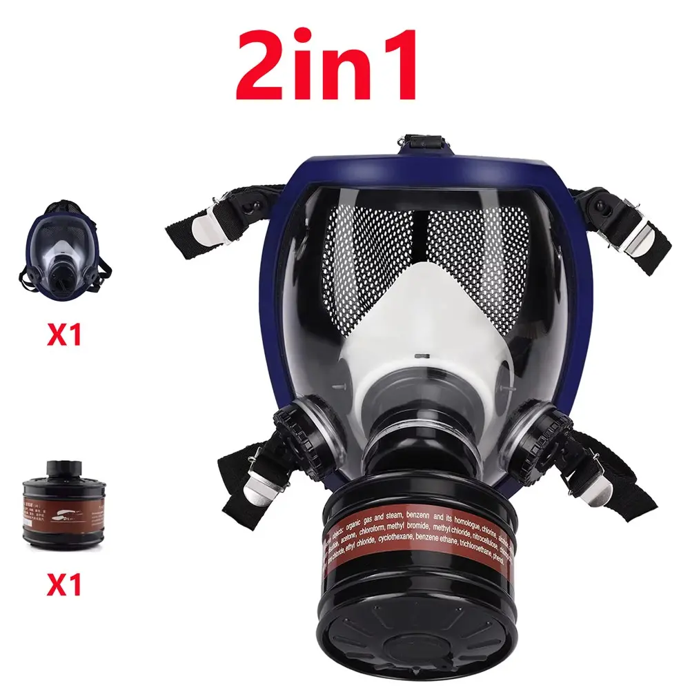 8100 Full Face Gas Mask, Chemical Biological Radioactive Contamination Gasmask, Respirator Filter, Radiation Dustproof Respirator