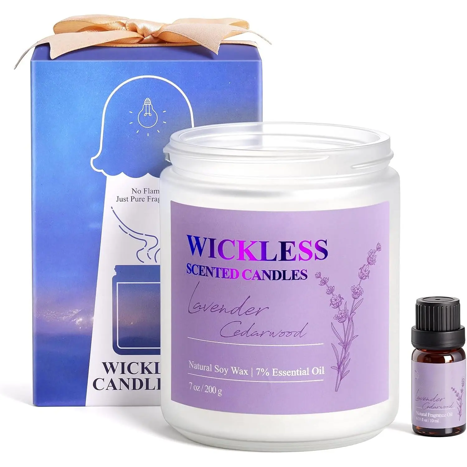 Lavender Cedarwood Wickless Candle for Candle Warmer Lamp with 10ml Essential Oil for Custom Aroma, Flameless Non-Toxic Soy Scented Candle for Home, Mother's Day or Birthday Gift for Women & Men