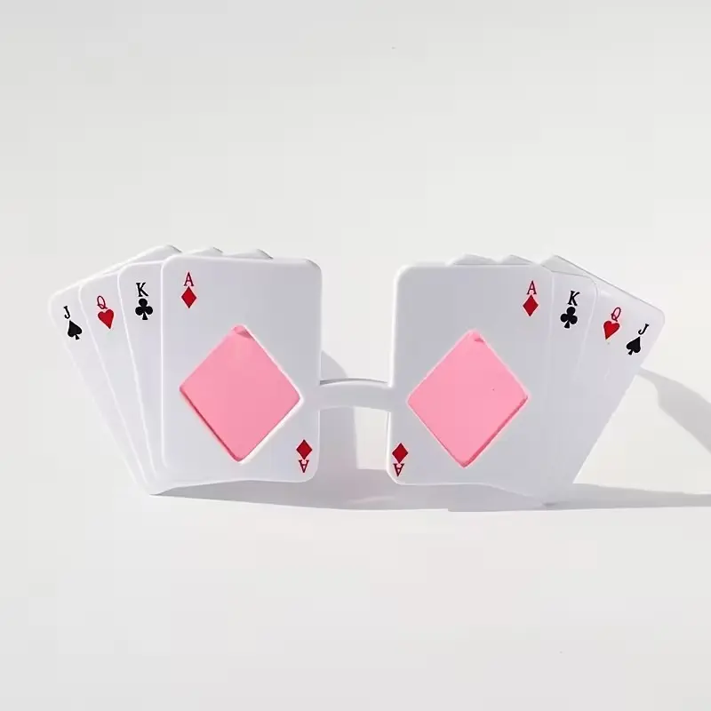 Funny Party Costume Plastic Glasses, Poker Card Spray Paint Design, Ideal for Birthday, Graduation, Photo Props, Fun Accessories